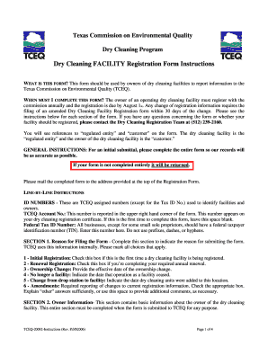 Texas Dry Cleaning Facility Registration Form