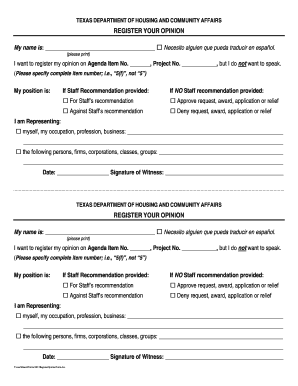 Texas Register Your Opinion Form
