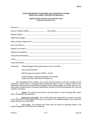 Texas MCC Refinancing Application