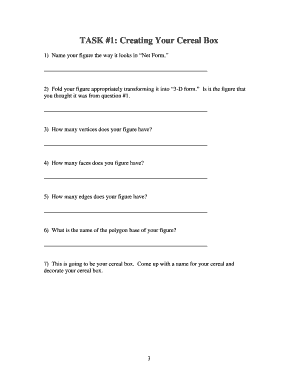 Cereal Box Creation Worksheet