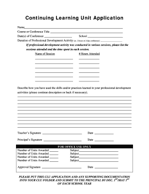 Continuing Learning Unit Application