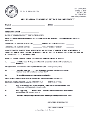 Application for Disability Due to Pregnancy