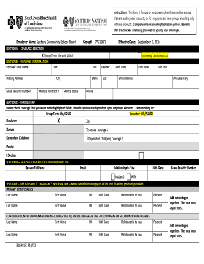 Employee Enrollment Form for Group Term Life and AD&D
