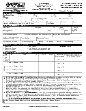 A.Employee Enrollment and change form - Zachary Community ... - zacharyschools