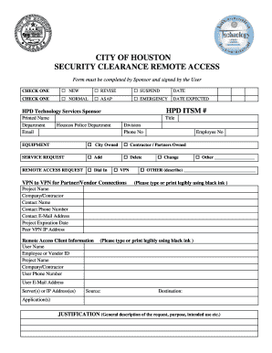 City of Houston Security Clearance Remote Access Form