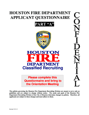Houston Fire Department Applicant Questionnaire