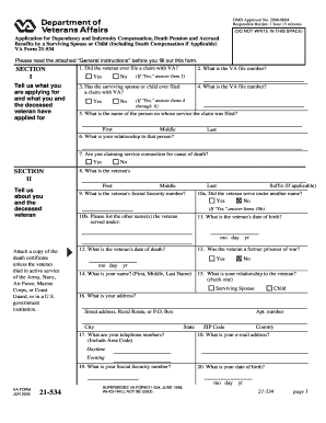 pension death benefits for spouse edit fill out download va form 21534