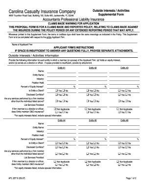 Accountants Professional Liability Insurance Proposal Form