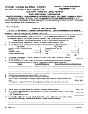 Accountants Professional Liability Insurance Proposal Form