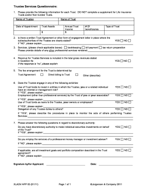 Trustee Services Questionnaire