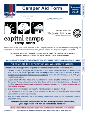 Camper Aid Form Application