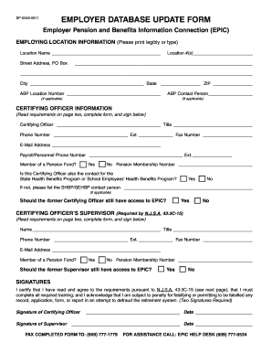 New Jersey Employer Database Update Form