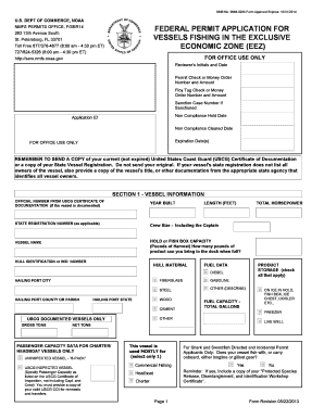 NOAA Federal Permit Application for Vessels Fishing in the EEZ
