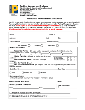 Residential Parking Permit Application