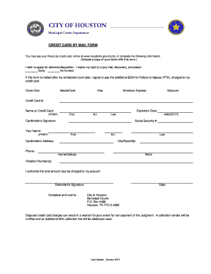 City of Houston Credit Card Payment Form