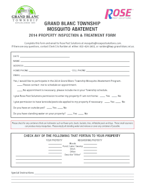 Grand Blanc Mosquito Abatement Form