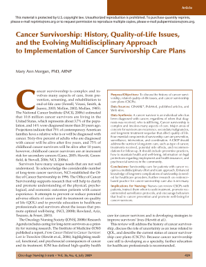 Cancer Survivorship Care Plan