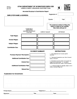Utah Amended Employer's Contribution Report