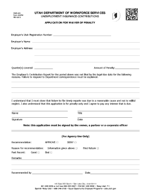 Utah Unemployment Insurance Penalty Waiver Application