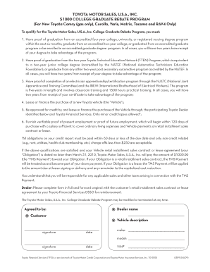 Toyota College Graduate Rebate Program