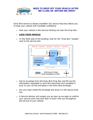 Vehicle Drop Off Service Request Form