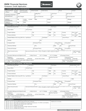 BMW Financial Services Consumer Credit Application