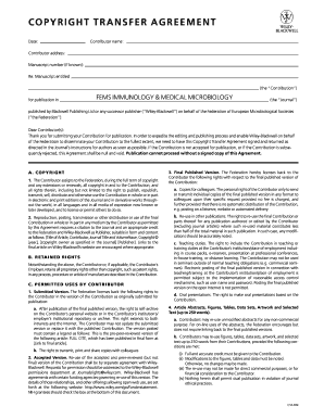 Copyright Transfer Agreement for FEMS Immunology & Medical Microbiology