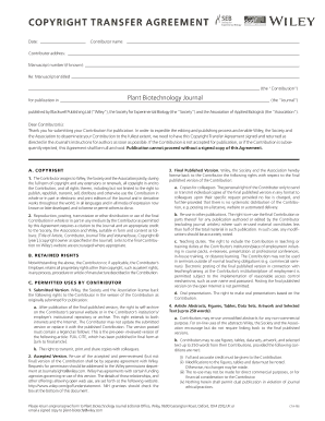 Copyright Transfer Agreement for Plant Biotechnology Journal