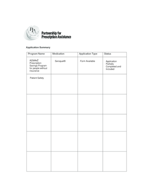 AZ&Me Prescription Savings Program Application