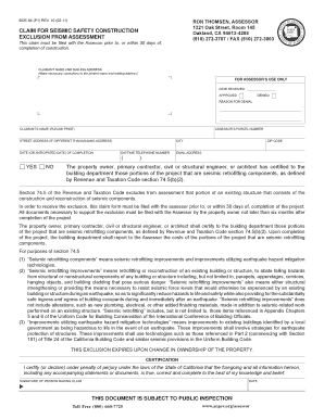 California Seismic Safety Construction Claim Form