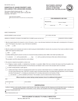 California Low-Income Housing Property Exemption Claim