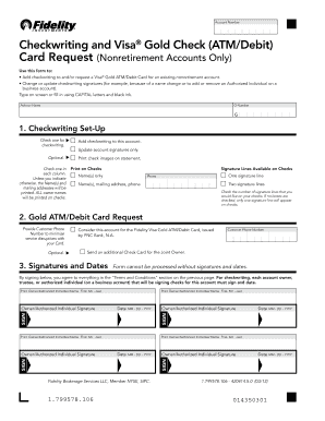 Fidelity Checkwriting and Visa® Gold ATM/Debit Card Request