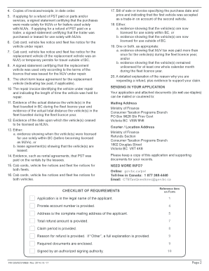 British Columbia PST Refund Application