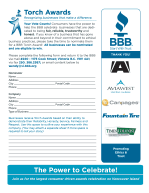 BBB Torch Award Nomination Form