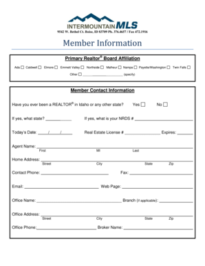 Idaho Realtor Membership Application