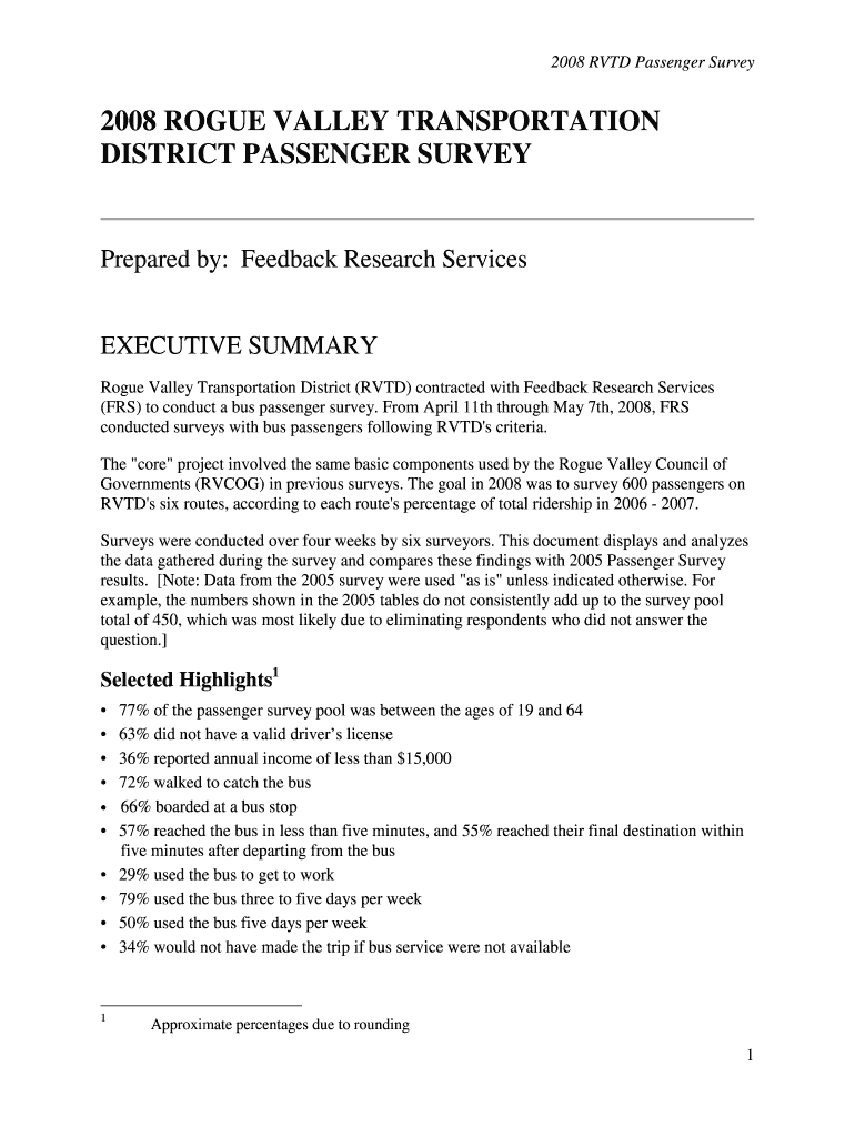 Fillable Online rvtd DISTRICT PASSENGER SURVEY - rvtd Fax Email Print ...