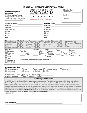 Plant and Weed Identification Form