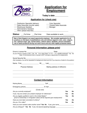 Employment Application Form