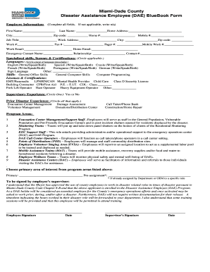 Miami-Dade County Disaster Assistance Employee Form