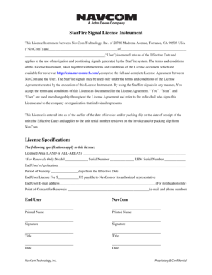 StarFire Signal License Instrument