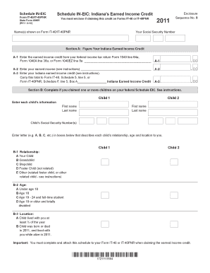 Indiana Earned Income Credit Schedule