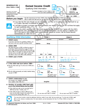 Fillable Online 2006 Form 1040 (Schedule EIC). Earned Income Credit Fax