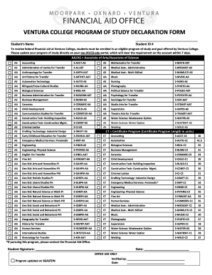 Ventura College Program of Study Declaration Form