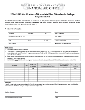 2014-2015 FAFSA Verification Form