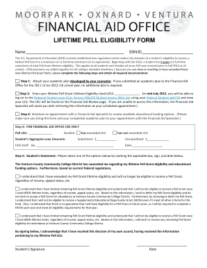 Lifetime Pell Eligibility Form