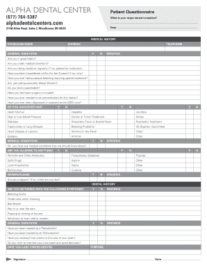Patient Medical and Dental History Form