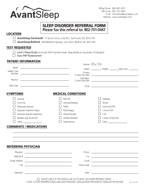 Sleep Disorder Referral Form