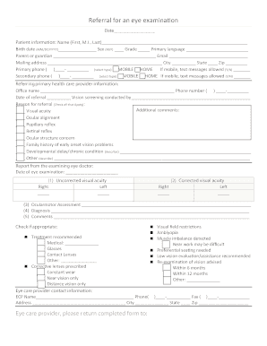 Pediatric Vision Screening Referral Form - The National Center for ...