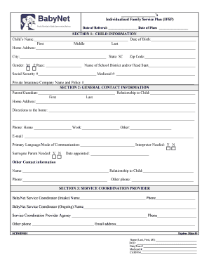 Individualized Family Service Plan Form