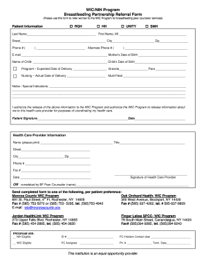 WIC Breastfeeding Partnership Referral Form